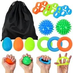 WEFHEF Fingertrainer Set, 11 Stück für Handübungen, 3 Stärkeoptionen zur Griffkraftsteigerung und Stresslinderung