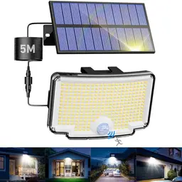 nipify Solarlampe mit Bewegungsmelder für Außen, 318 LEDs, IP65 wetterfest - ideal für Garten und Hauswand