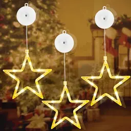 Sylvwin LED Sterne Weihnachtsdeko für Fenster - 3 Stück, Warmweiß, mit Timer - Ideal für Weihnachten, Balkon & Hochzeiten