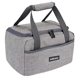 edihome Kühltasche Klein, Lunchbag, faltbar, 8L, isolierte Thermo Lunchbox für Arbeit, Camping & Reisen (Grau)