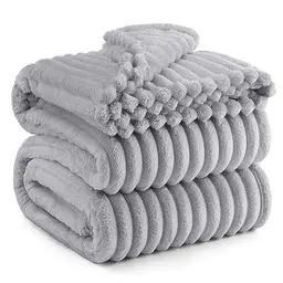 BEDSURE Kuscheldecke Hellgrau 230 x 270 cm - Weiche Warme Sofa- und Tagesdecke für Zimmer Deko