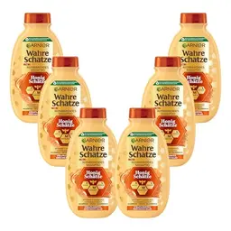 Garnier Shampoo für brüchiges Haar, Reparatur & Glanz, Wahre Schätze Honig, 6 x 250 ml