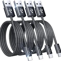 LISEN USB-C Ladekabel 4 Stück, 0.5M/1M/2M, 3.2A Schnellladung für iPhone und Samsung Galaxy
