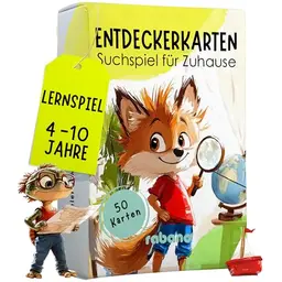 Rabano Art 50 Entdeckerkarten für Kinder – Spannendes Suchspiel für Zuhause, Lernspiel & Geschenk für 4-8 Jahre