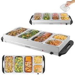 Steinborg® Buffetwärmer mit Deckel, 10 l, 450 W, Warmhalteplatte für Speisen, Catering, Chafing Dishes