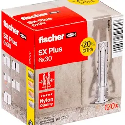 fischer Spreizdübel SX Plus 6 x 30, 120 Stück, ideal für Beton und Ziegel, Aktionsbox mit 20% mehr Inhalt