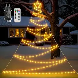 Ollny 4m Weihnachtsbeleuchtung Außen mit 166 LED Lichtern, dimmbar & 8 Modi, IP67 wasserdicht, warmweiß