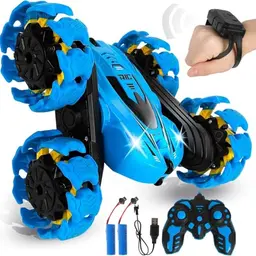 Ferngesteuertes Offroad Auto für Kinder ab 3 Jahren, 4WD RC Stunt Car mit 360° Drehung, 2 Batterien, Blau