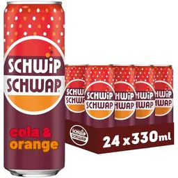 SCHWIPSCHWAP – Koffeinhaltiges Cola-Erfrischungsgetränk mit Orange, 24 x 0.33 l Dose