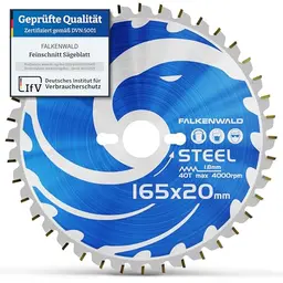 FALKENWALD ® Sägeblatt 165x20 mm für Stahl - kompatibel mit Bosch & Makita Kappsägen