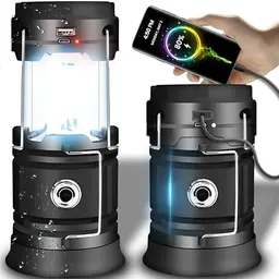 Retoo LED Campinglampe mit Akku, 2 Lichtmodi, klappbar, als Powerbank, ideal fürs Outdoor & Wandern
