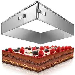 4smile verstellbarer rechteckiger Backrahmen aus Edelstahl – ideal für Kuchen und Torten