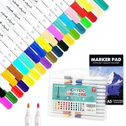 KINSPORY Acrylmarker Wasserfest 48 Farben für Steine, Glas, Holz, Keramik und Leinwand - Ideal zum Basteln