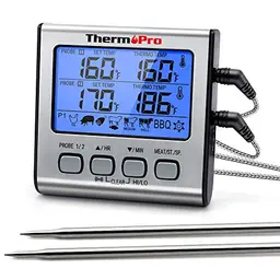ThermoPro TP17 Digitales Grillthermometer mit 2 Edelstahlsonden und blauer Hintergrundbeleuchtung