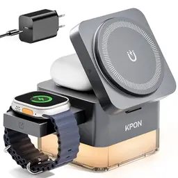 KPON 3-in-1 Ladestation für Apple Watch und iPhone, kompatibel mit iPhone 17-12 (Dunkelgrau)
