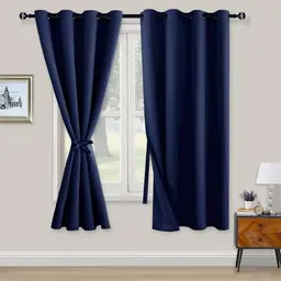 Blickdichte Verdunklungsvorhänge mit Ösen, 2 Stück, 160x132 cm, blau