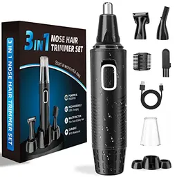 Nasenhaartrimmer, USB wiederaufladbar 3-in-1 Set Ohr- und Augenbrauentrimmer für Männer & Frauen