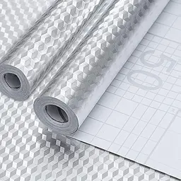 2 Rollen silberne, öl- und wasserdichte Aufkleber für die Küche, 40 x 200 cm