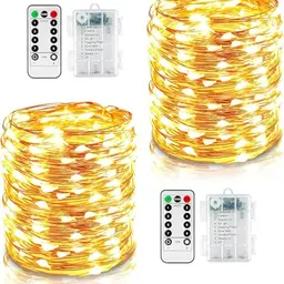 GOMETY 10M 100 LED Lichterkette, Kupferdraht mit Fernbedienung für Innen und Außen (Warmweiß)