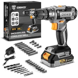 DEKOPRO Akkubohrmaschine 20V mit Akku und Ladegerät, inkl. Bohrersatz