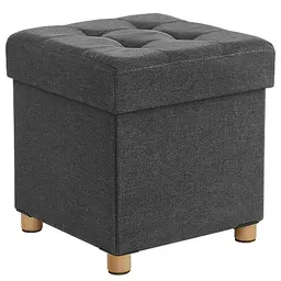 SONGMICS Klappbarer Sitzhocker mit Stauraum, 38 x 38 cm, schiefergrau