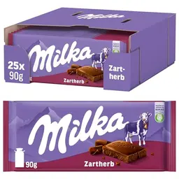 Milka Zartherb Alpenmilch-Schokolade im Vorratspack – 25 x 90g