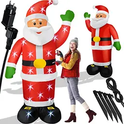 KESSER® Aufblasbarer Weihnachtsmann XXL 250cm mit LED Beleuchtung – Witterungsbeständige Weihnachtsdeko