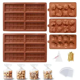 Silikonformen Set 5 Stück für Schokolade, Schmetterling, Bär & Löwe, mit Gebäckbeuteln und Twist Ties