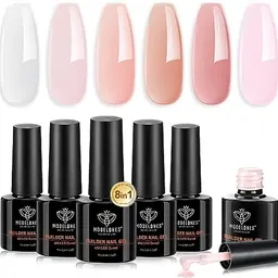 Modelones 8-in-1 Aufbaugel für Gelnägel – 6 Farben für Nagelverlängerung und DIY Maniküre-Set