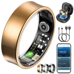 NAIXUES Smart Ring für Herren und Damen, Fitness-Tracker mit Herzfrequenz, SpO2, Schlafüberwachung, 170+ Sportmodi, 5ATM, für Android & iOS, Größe 10, Gold