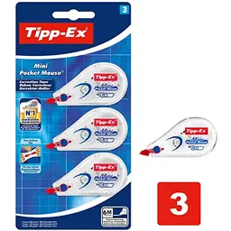 Tipp-Ex Korrekturroller Mini Pocket Mouse, 3er Pack - Ideal für Büro und Schule