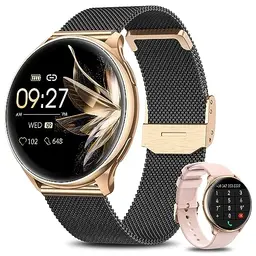 BANLVS Smartwatch Damen mit Telefonfunktion 1.32" Always-On-Display, IP68 wasserdicht, Fitness Tracker für iOS und Android