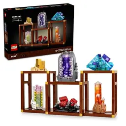 LEGO Ideas Mineraliensammlung – Modellbau mit Kristallen, inkl. Amethyst, Fluorit & Tangerinquarz, 3 Ständer, DIY Wohn Deko, Geschenkidee