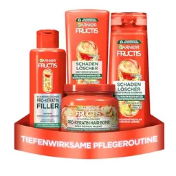 Garnier Fructis Schadenlöscher Haarpflege-Set für geschädigtes Haar - Shampoo, Spülung, Haarkur & reparierende Maske