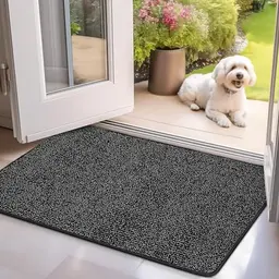 Mibao Schmutzfangmatte 50 x 80 cm, rutschfeste Fußmatte für Innen, saugfähige Willkommen Matte in Schwarz