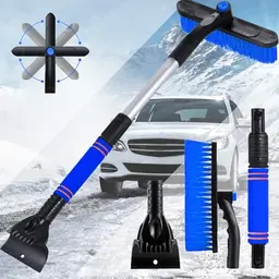 SaiXuan Eiskratzer mit Besen für Auto, Teleskopgriff und 360° drehbare Bürste, ideal für SUV und LKW (Blau)