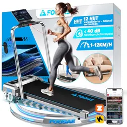Laufband für Zuhause, 5-in-1 Walking Pad, 12 km/h, klappbar mit 10 % Steigung, 2,75 HP Motor, LED-Anzeige, App, 12 Programme