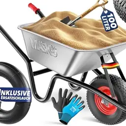 MASKO® Schubkarre 100 Liter mit Luftreifen und Stahlfelge - Gartenschubkarre & Transportkarre