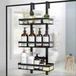 Diwoker Duschablage ohne Bohren - Organizer für Shampoo mit 3 Körben (Schwarz)
