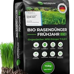 Bio Rasendünger Frühjahr TESTSIEGER – 17,5kg für 700qm von Natureflow Garden