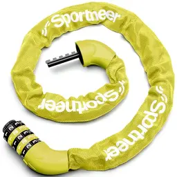 Sportneer Zahlenschloss für Fahrräder - 5-stelliges, rückstellbares Kettenschloss aus gehärtetem Stahl (100-120 cm)