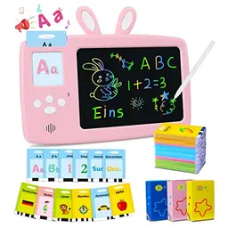 Deutsch Lernen Lernspielzeug für Kinder 1-6 Jahre, Sprechende Flash-Karten und LCD Schreibtablett