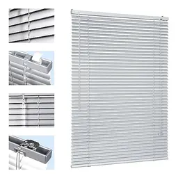 Sekey Klemmfix-Jalousie 70x130cm, Alu-Lamellen 25mm, freihängend in Silber, mit Montagematerial, ohne Bohren
