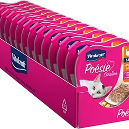 Vitakraft Poésie Nassfutter für Katzen, Pute in Käsesauce, ohne Zucker und Getreide (15x 85g)