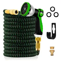 Yofidra Flexibler Gartenschlauch 30m - Strapazierfähiger 3-lagiger Wasserschlauch mit Metallanschlüssen und 10-Funktions-Spray