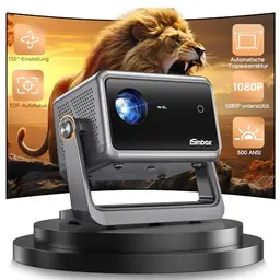Mini Beamer 1080P FHD mit Autofokus und Trapezkorrektur - Tragbar für Schlafzimmer und Outdoor Heimkino