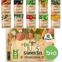 valeaf BIO Gemüse Samen Set für Kinder - Anzuchtset mit 10 Sorten für den Mini-Garten
