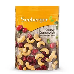 Seeberger Cashew-Cranberry-Mix - Knackige Cashewkerne mit Cranberries - glutenfrei, vegan (12 x 150 g)