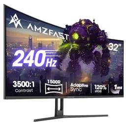 Amzfast 32 Zoll Curved Gaming Monitor - 240Hz, 1ms, Adaptive-Sync