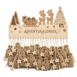 Holz-Rentier Schlitten Adventskalender zum Befüllen für Paare
